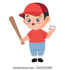 cute boy practicing baseball isolated