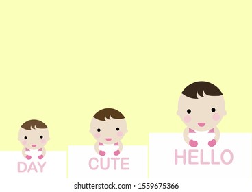 cute boy   with qoute " Hello cute day "design for card and print   vector eps.10