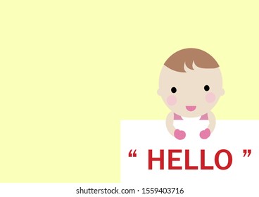 cute boy with qoute "Hello"  design for card and print  vector eps.10