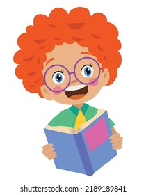 cute boy reading a book