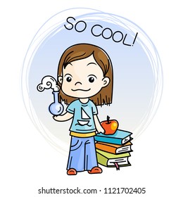 Cute boy ready for School. Vector illustration for books, prints, posters, cards.