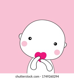 cute  boy with  red heart  cartoon  design for art and print vector eps.10