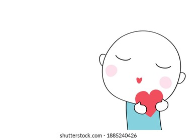 Cute boy with red heart.  Cartoon doodle vector design  vector eps.10