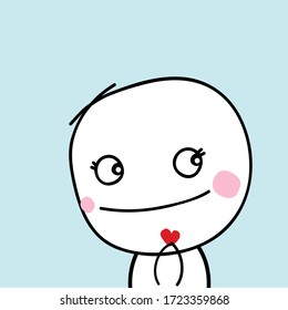 cute boy with red heart design for T-shirt print  vector eps.10
