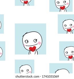 cute boy with red heart pattern  background design for art and print  vector eps.10