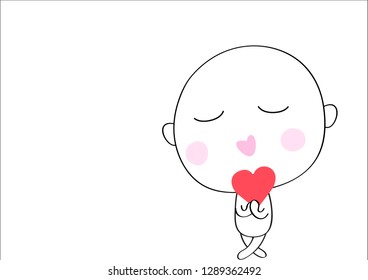 cute boy with red heart for  your design  cartoon vector eps.10