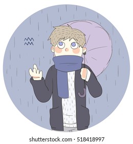 a cute boy representing zodiac sign of an aquarius
