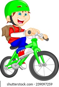 cute boy riding bicycle