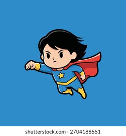 Cute Boy Running Energetically in a Dynamic Cartoon Style. Vector Illustration