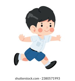 Cute Boy running to school cartoon