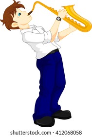 cute boy saxophonist