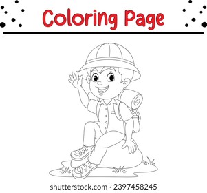 página de coloración de la exploración de niños lindos