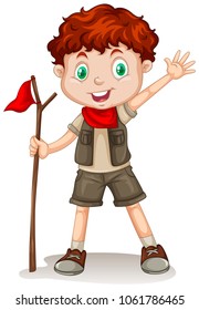 A Cute Boy Scout on White Background illustration