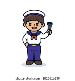 Cute boy with ship sailor costume mascot design