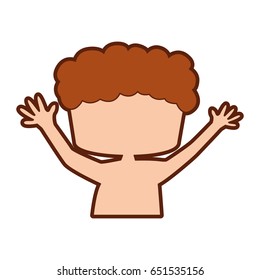 cute boy shirtless drawing icon