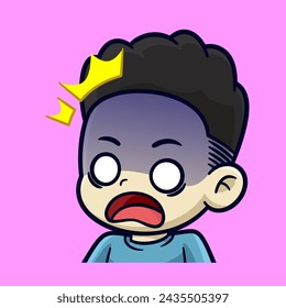 cute boy shocked emotes sticker cartoon vector illustration