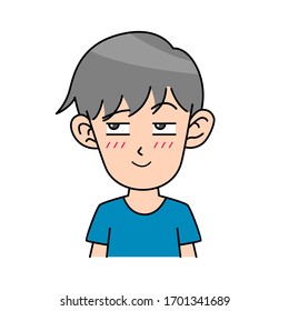 Cute boy shy. Cartoon character vector design