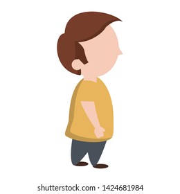 Cute boy sideview cartoon isolated vector illustration graphic design