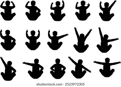 cute boy silhouette illustration set