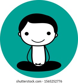 cute boy sitting in meditation  cartoon vector eps.10