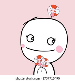 cute boy with smile flower design for art and print  vector eps.10
