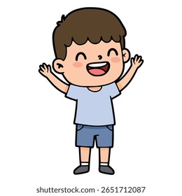 bonitinho sorriso feliz riso desenho animado personagem plano cor vetor ilustração modelo design