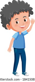 Cute boy smile in standing pose cartoon character isolated on white background illustration