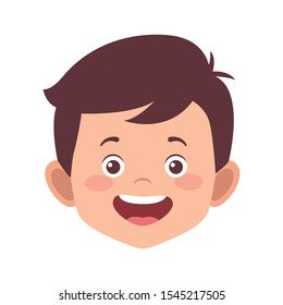 cute boy smiling icon over white background, vector illustration