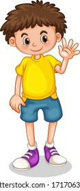 Un chico lindo sonriendo en una ilustración de fondo blanco