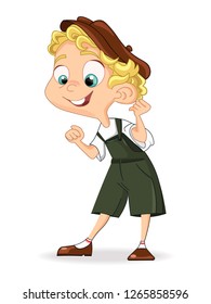 Cute Boy smilling Vector. Cartoon character illustrations isolated on whites