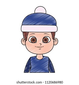 Cute boy with snowman scribble
