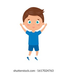 cute boy standing on white background vector illustration design