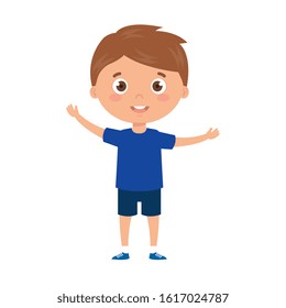 cute boy standing on white background vector illustration design