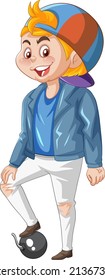 A Cute Boy Standing on White Background illustration