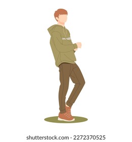 cute boy standing and posing in stylish outfits illustration