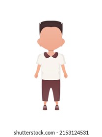 Un chico lindo está en pleno crecimiento. Aislado. Estilo de caricatura. Ilustración del vector