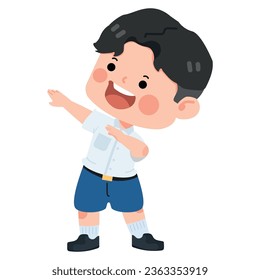 Cute boy student Dabbing Dance cartoon