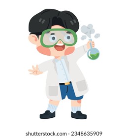 Cute boy student Kid Scientist With Glasses