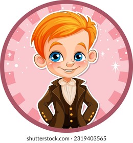 Cute boy student in school uniform profile logo illustration
