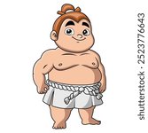 Cute boy sumo cartoon happy