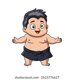 Cute boy sumo cartoon happy