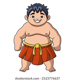 Cute boy sumo cartoon happy