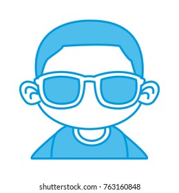 Cute boy with sunglasses cartoon