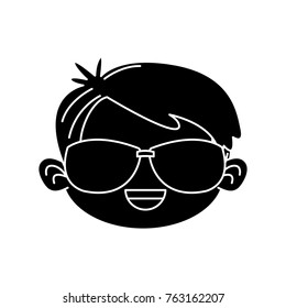 Cute boy with sunglasses cartoon