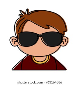 Cute boy with sunglasses cartoon