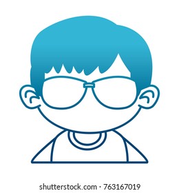Cute boy with sunglasses cartoon