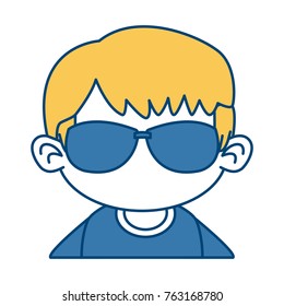 Cute boy with sunglasses cartoon