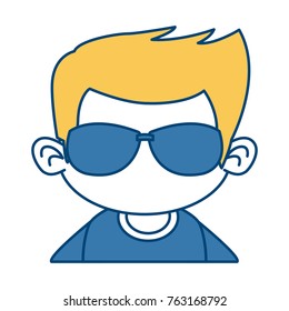 Cute boy with sunglasses cartoon