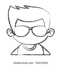 Cute boy with sunglasses cartoon
