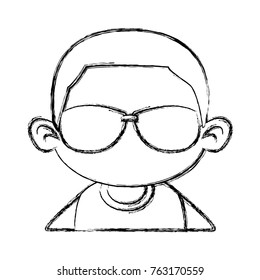 Cute boy with sunglasses cartoon